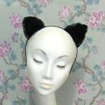 Black Lace Kitten Ears Headband.