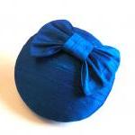 Silk Bow Cocktail Hat, Peacock Blue.